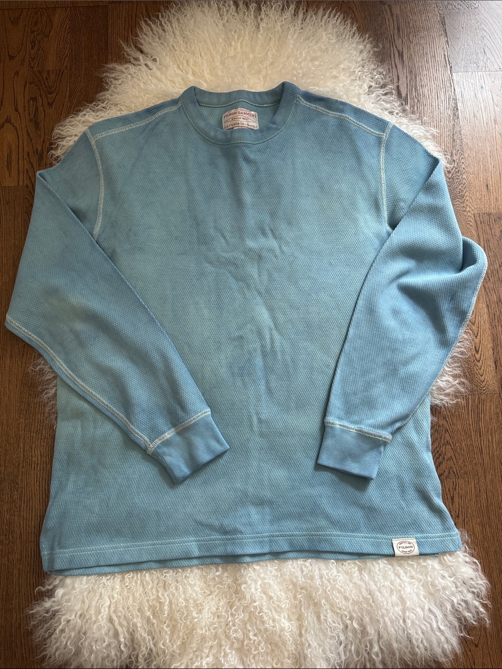 Filson Light Blue Men's Crewneck Thermal Sweater